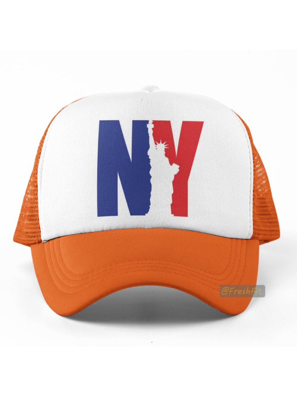 🆕NY Statue of Liberty Foam Trucker Hat Mesh Snapback Cap Orange/White